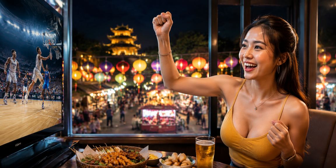 Người dùng tại chợ đêm Huế theo dõi cược bóng rổ và kiểm tra jackpot slots trên điện thoại