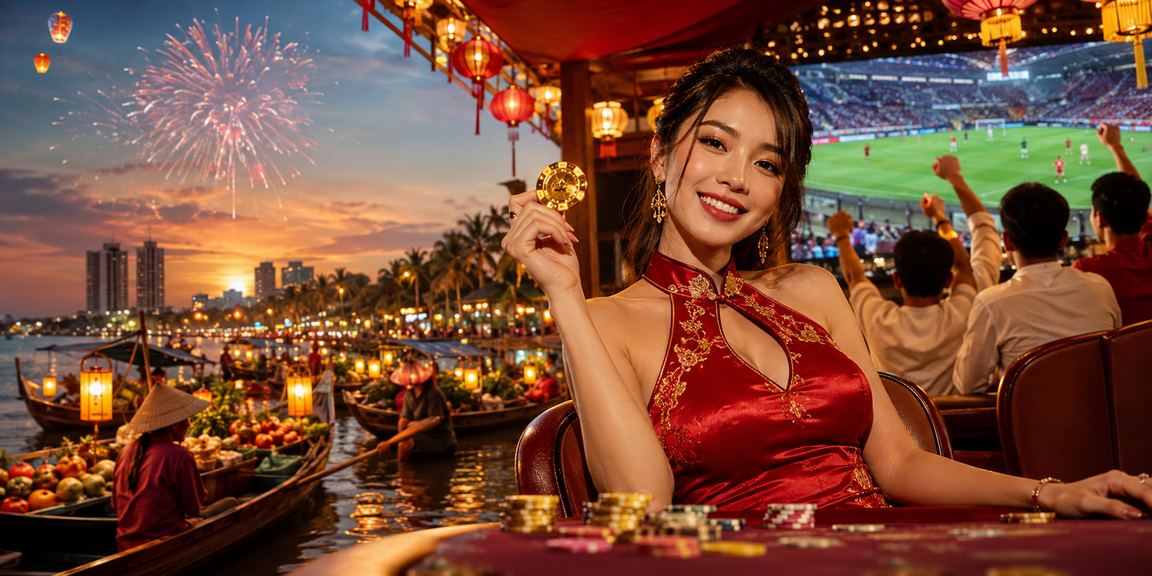 Người chơi tại bãi biển Vũng Tàu tham gia card game và kiểm tra ưu đãi trên điện thoại